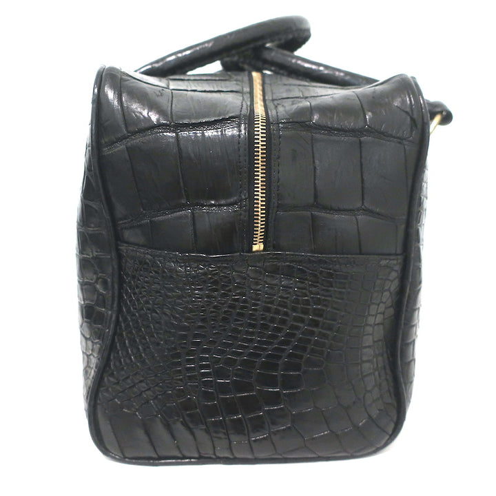 Kendall Conrad Crocodile Duffel Bag Black Extra Large Shoulder Bag