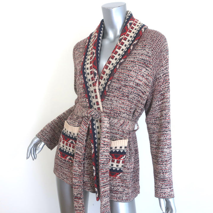THE GREAT The Riding Cardigan Rust Marled Cotton-Blend Intarsia Knit Size 1