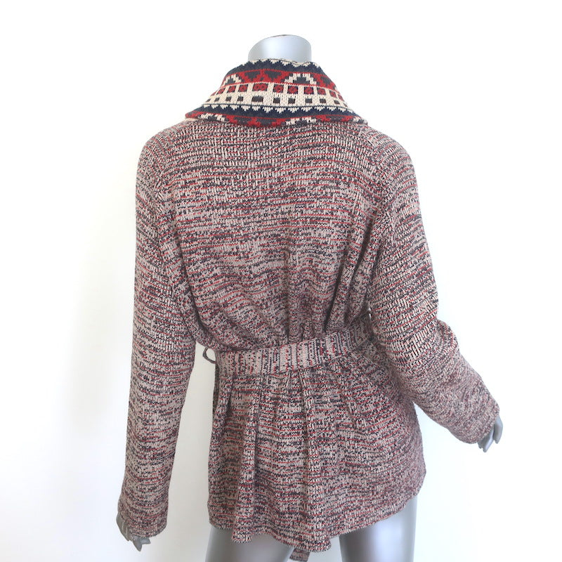 THE GREAT The Riding Cardigan Rust Marled Cotton-Blend Intarsia Knit Size 1