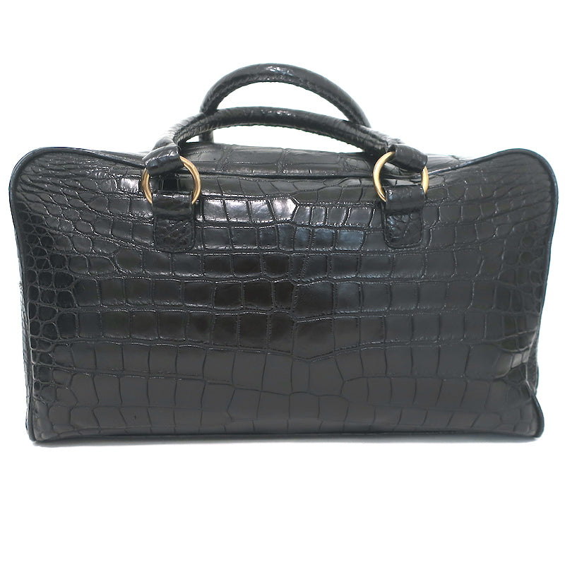 Kendall Conrad Crocodile Duffel Bag Black Extra Large Shoulder Bag