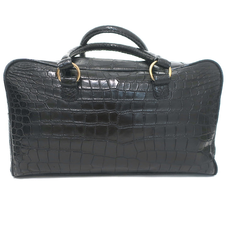 Kendall Conrad Crocodile Duffel Bag Black Extra Large Shoulder Bag