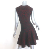 Alaia Zebra Jacquard Metallic Knit Mini Dress Red/Black Stretch Knit Size 40