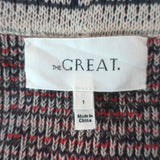 THE GREAT The Riding Cardigan Rust Marled Cotton-Blend Intarsia Knit Size 1