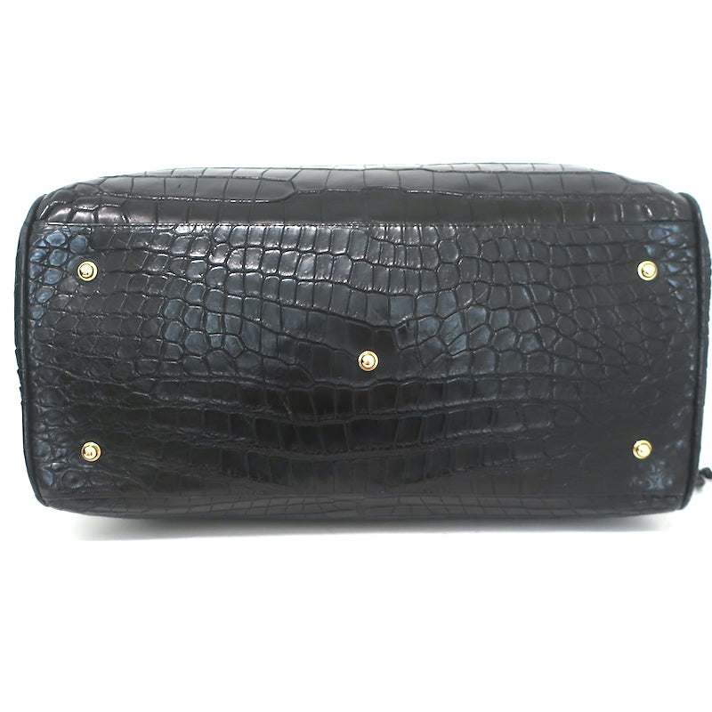 Kendall Conrad Crocodile Duffel Bag Black Extra Large Shoulder Bag