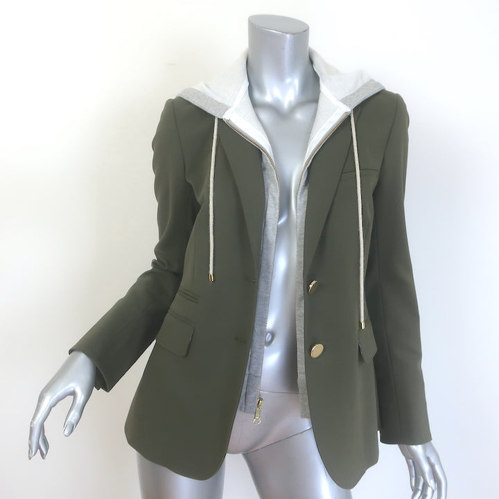Veronica Beard Blazer with Hoodie Dickey Olive Stretch Cotton Size 4