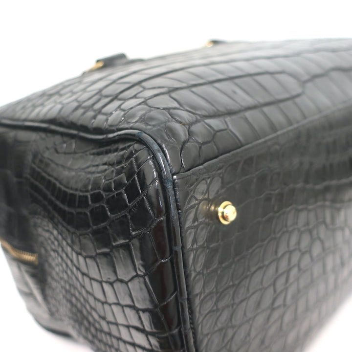 Kendall Conrad Crocodile Duffel Bag Black Extra Large Shoulder Bag