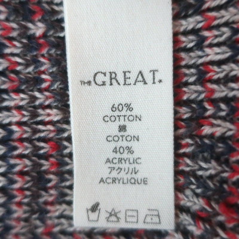 THE GREAT The Riding Cardigan Rust Marled Cotton-Blend Intarsia Knit Size 1