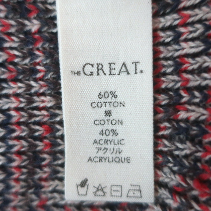 THE GREAT The Riding Cardigan Rust Marled Cotton-Blend Intarsia Knit Size 1