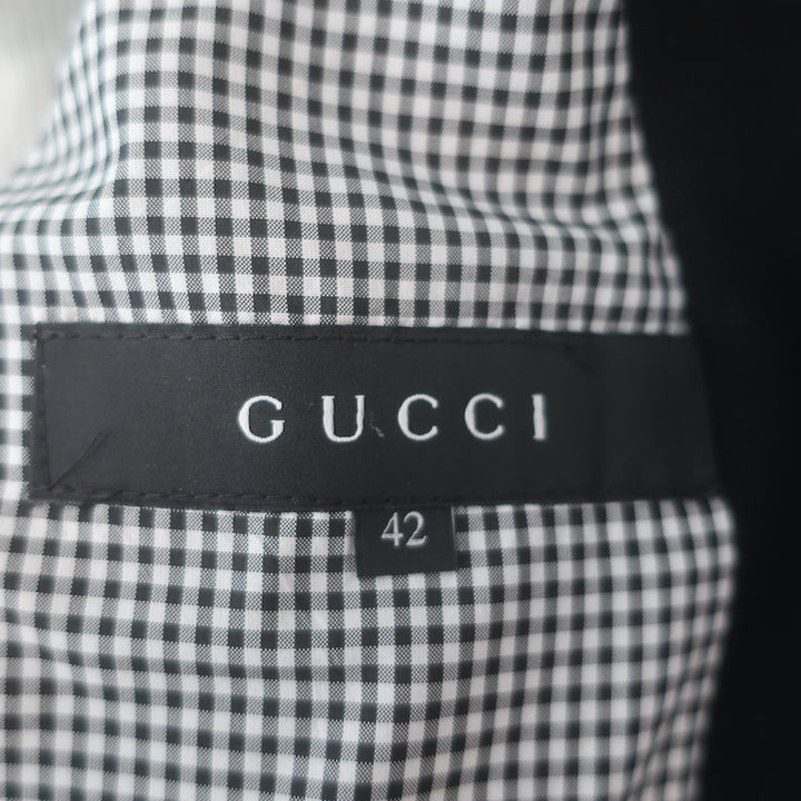 Gucci Tie-Waist Coat Black Stretch Hemp Size 42 Button Front Jacket