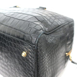 Kendall Conrad Crocodile Duffel Bag Black Extra Large Shoulder Bag