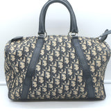 Vintage Christian Dior Small Diorissimo Canvas Boston Bag Navy