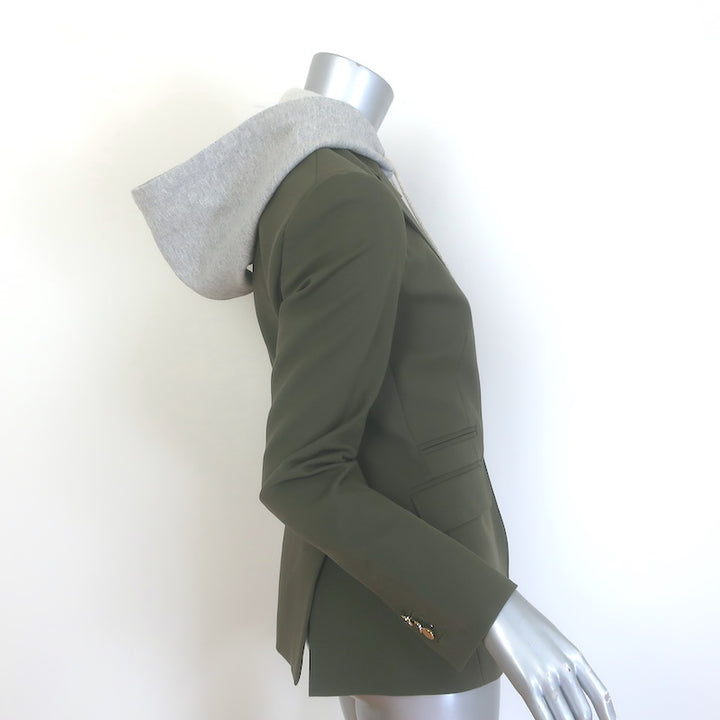 Veronica Beard Blazer with Hoodie Dickey Olive Stretch Cotton Size 4