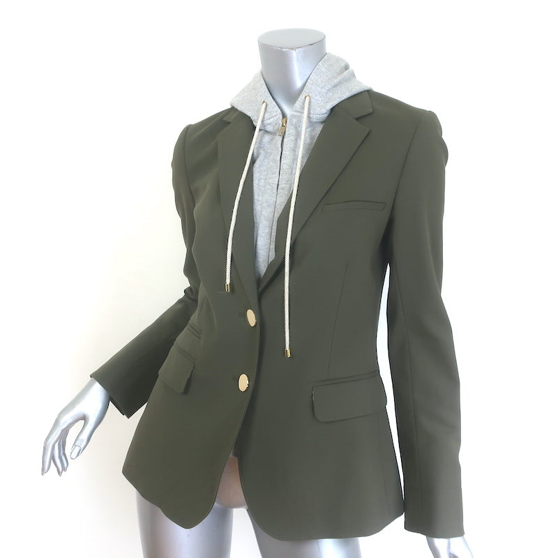 Veronica Beard Blazer with Hoodie Dickey Olive Stretch Cotton Size 4