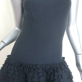 Alaia Sleeveless Ruffled Knit Dress Navy Stretch Wool Size 40