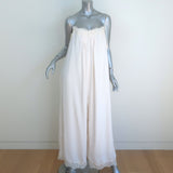 Zimmermann Wide Leg Jumpsuit Ivory Lace-Trimmed Crepe Size 3