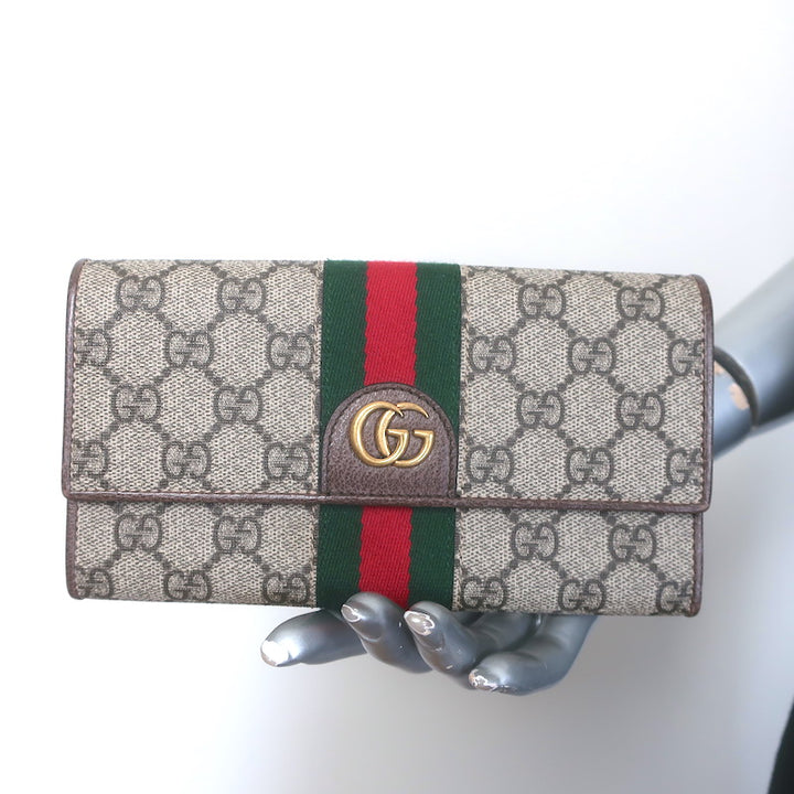 Gucci x Disney Three Little Pigs Ophidia GG Supreme Continental Wallet Beige