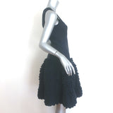 Alaia Sleeveless Ruffled Knit Dress Navy Stretch Wool Size 40