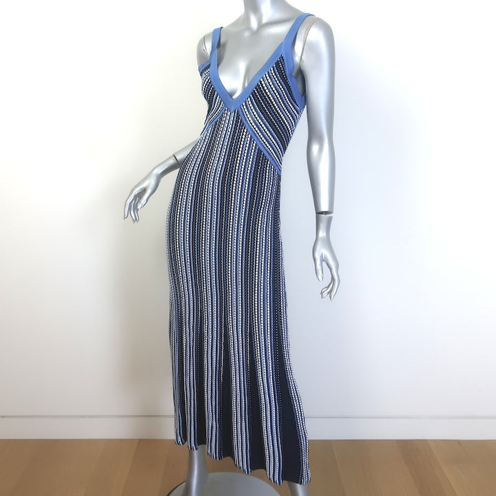 Ramy Brook Paetyn Striped Knit Maxi Dress Blue/Black Cotton-Blend Size Small