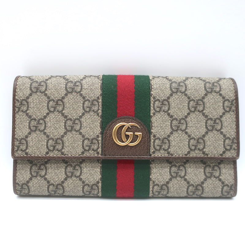Gucci x Disney Three Little Pigs Ophidia GG Supreme Continental Wallet Beige