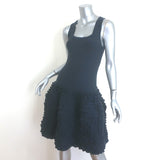 Alaia Sleeveless Ruffled Knit Dress Navy Stretch Wool Size 40