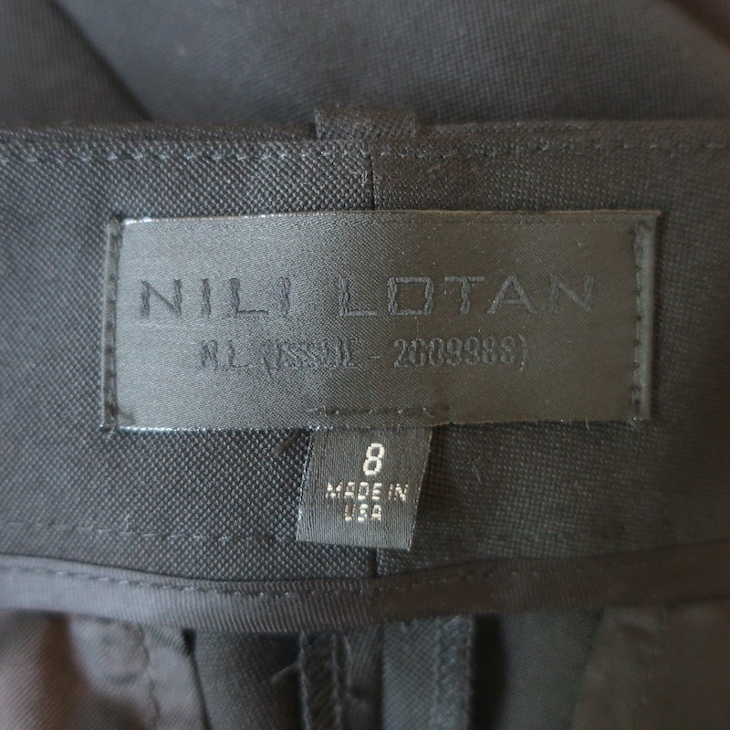 Nili Lotan Corette Virgin Wool Flared Trousers Black Size 8