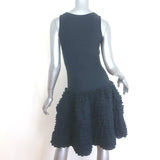 Alaia Sleeveless Ruffled Knit Dress Navy Stretch Wool Size 40