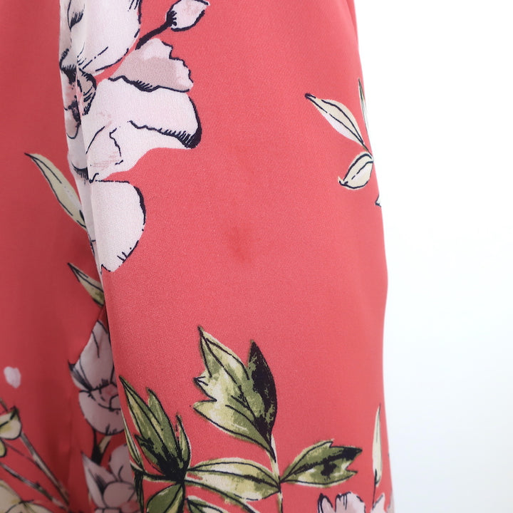 Joie Smoking Jacket Anasophia Salmon Floral Print Silk Size Small Belted Blazer