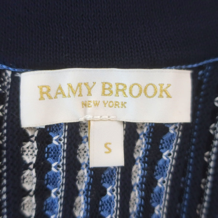 Ramy Brook Paetyn Striped Knit Maxi Dress Blue/Black Cotton-Blend Size Small