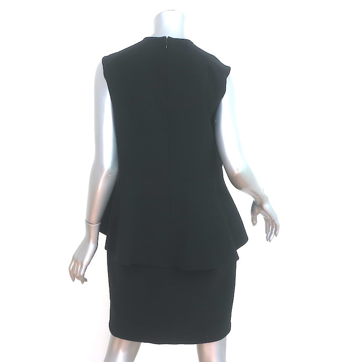 Celine Sleeveless Peplum Dress Black Crepe Size 42