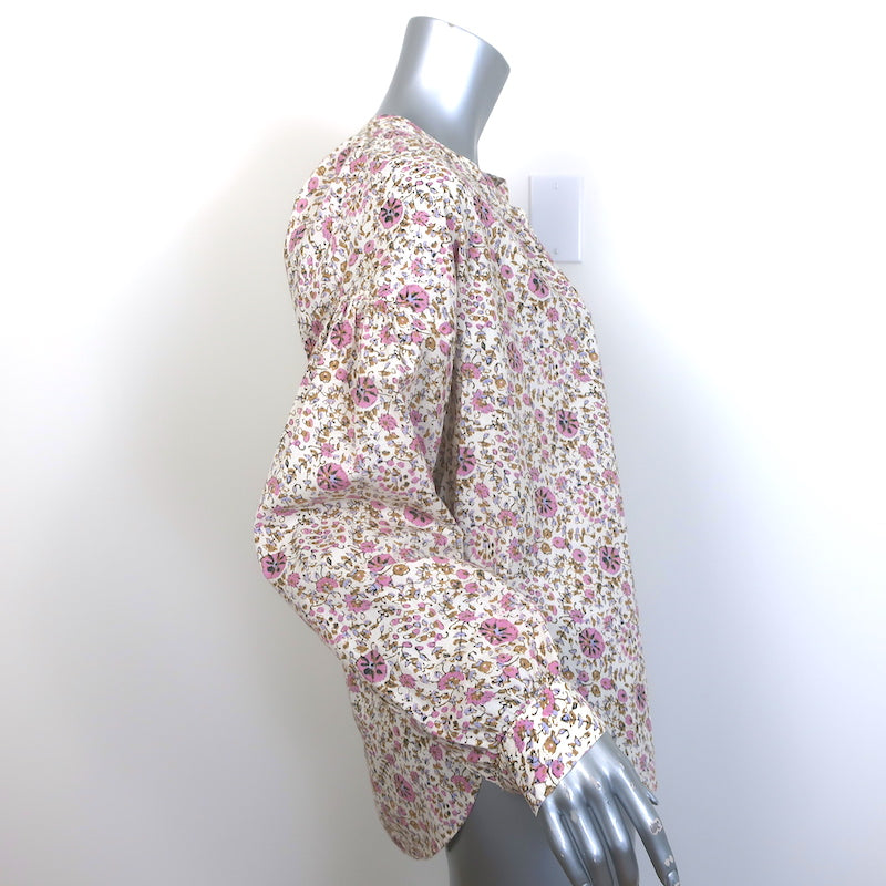 Xirena Romi Blouse Cream Floral Print Cotton Small Long Sleeve Top