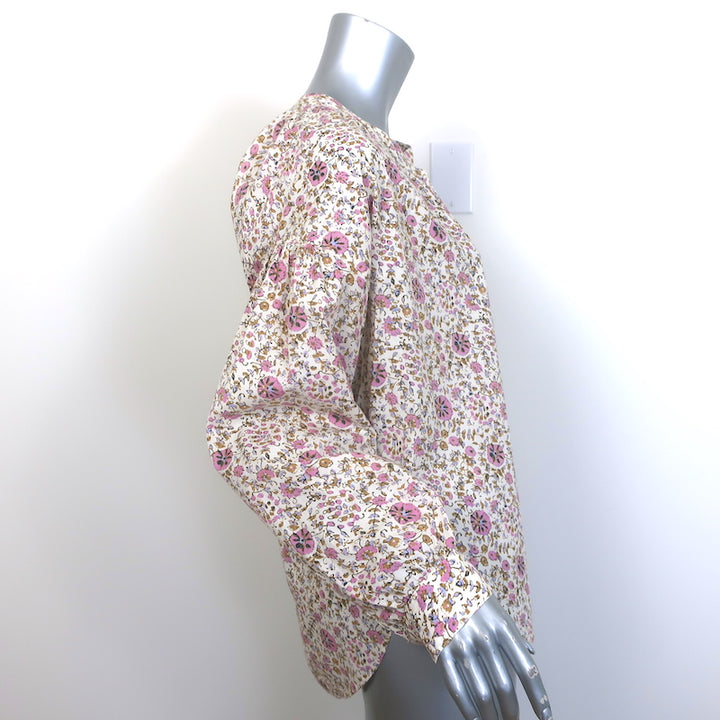 Xirena Romi Blouse Cream Floral Print Cotton Small Long Sleeve Top
