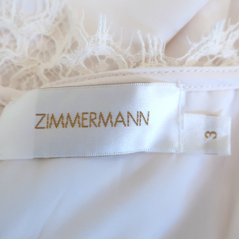 Zimmermann Wide Leg Jumpsuit Ivory Lace-Trimmed Crepe Size 3