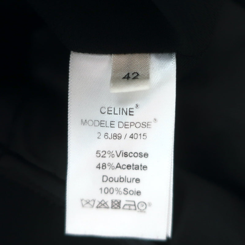 Celine Sleeveless Peplum Dress Black Crepe Size 42
