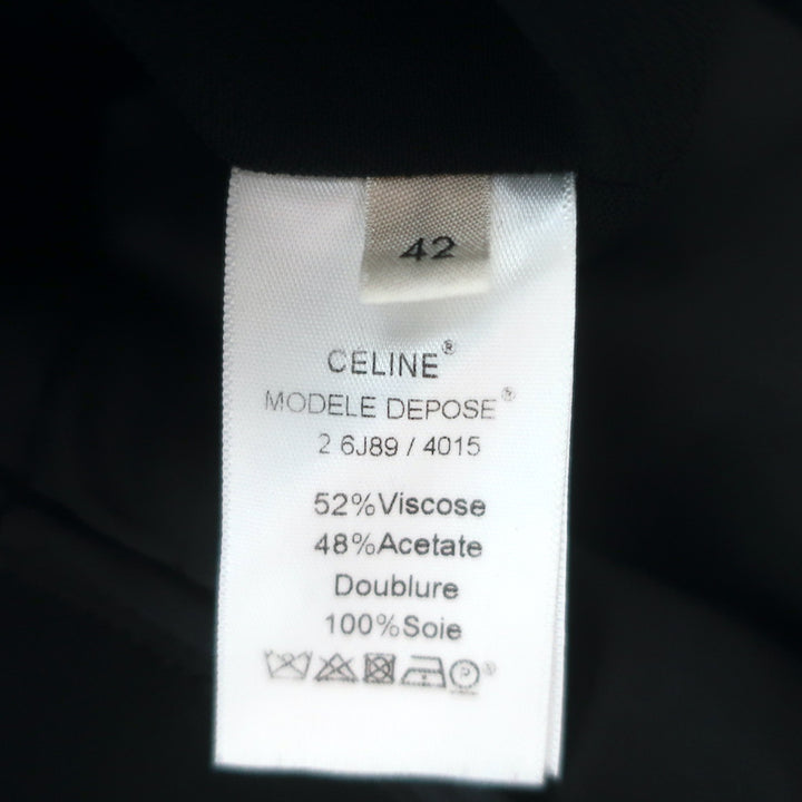 Celine Sleeveless Peplum Dress Black Crepe Size 42