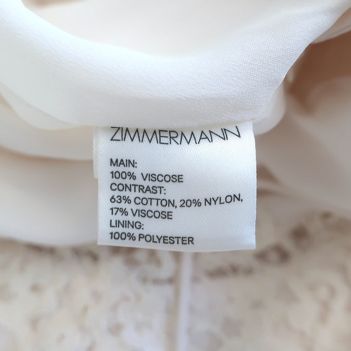 Zimmermann Wide Leg Jumpsuit Ivory Lace-Trimmed Crepe Size 3