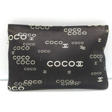 Chanel 2002 Coco Print Canvas Small Wristlet Clutch Black