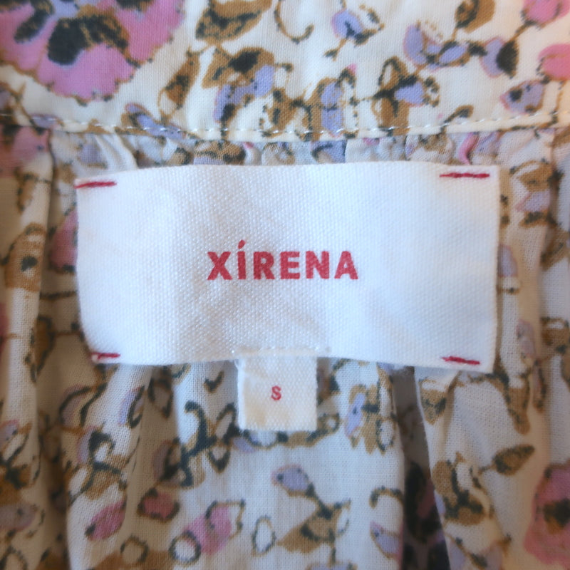 Xirena Romi Blouse Cream Floral Print Cotton Small Long Sleeve Top