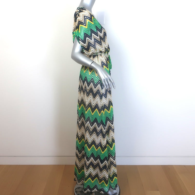 Ramy Brook Katherine Chevron Knit Cover-Up Maxi Dress Green/Multi Size Small NEW