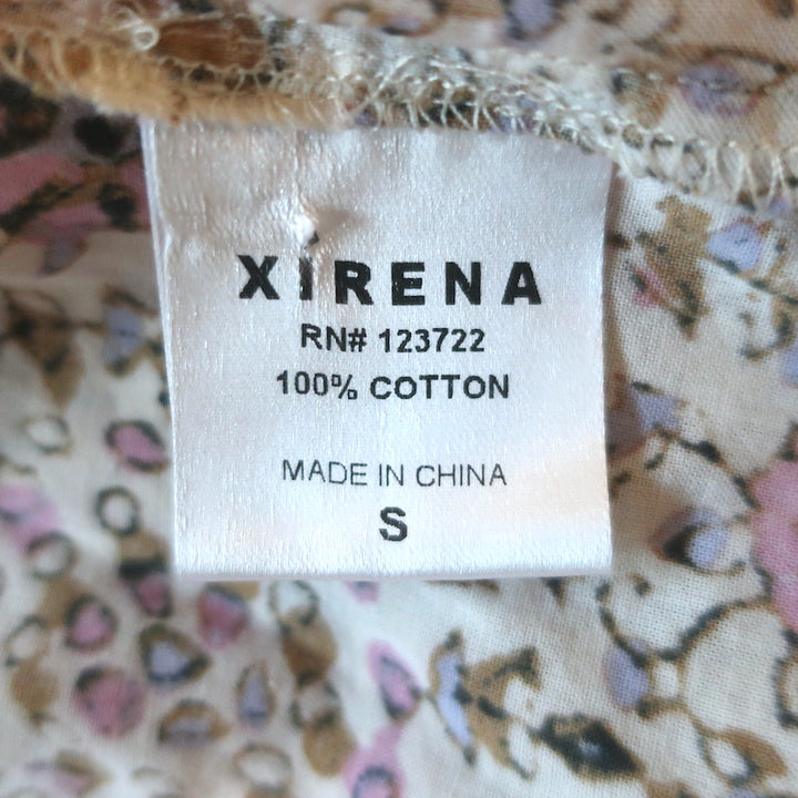 Xirena Romi Blouse Cream Floral Print Cotton Small Long Sleeve Top