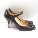 Christian Louboutin Eventa Mary Jane Pumps Tortoise Print Patent Leather Size 37