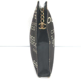 Chanel 2002 Coco Print Canvas Small Wristlet Clutch Black
