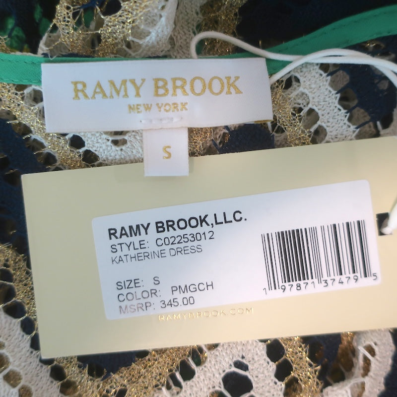 Ramy Brook Katherine Chevron Knit Cover-Up Maxi Dress Green/Multi Size Small NEW