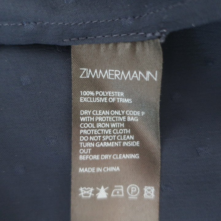Zimmermann Swiss Dot Pleated Midi Dress Navy Georgette Size 1