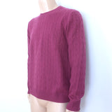 Brooks Brothers Cashmere Cable Knit Crewneck Sweater Cranberry Size Large NEW