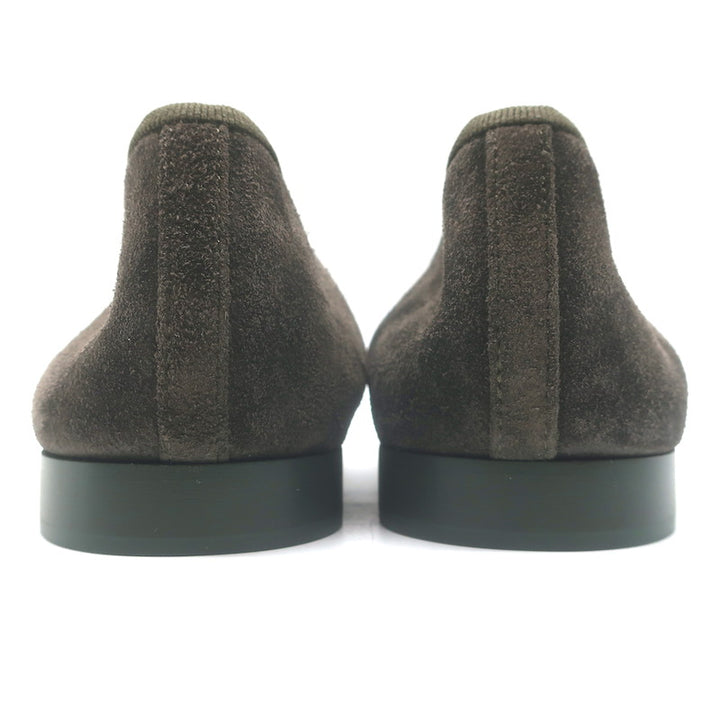 Chanel 25A CC Cap Toe Suede Ballet Flats Dark Khaki Green Size 39C NEW