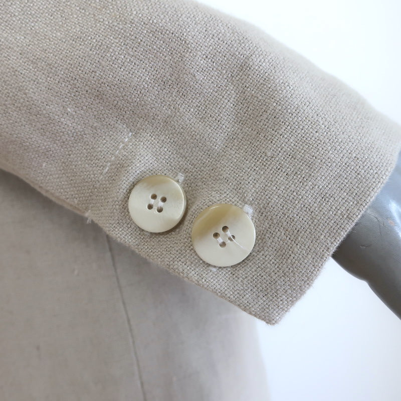 GANNI Oversized Linen Blazer Beige Size 32 One-Button Jacket