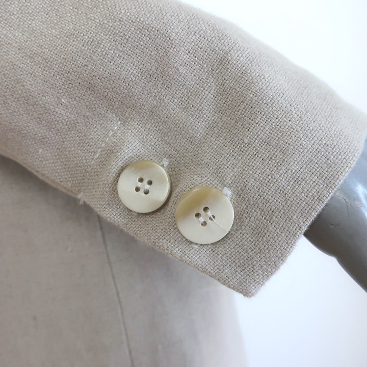 GANNI Oversized Linen Blazer Beige Size 32 One-Button Jacket