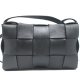 Bottega Veneta Cassette Shoulder Bag Black Intrecciato Leather Crossbody