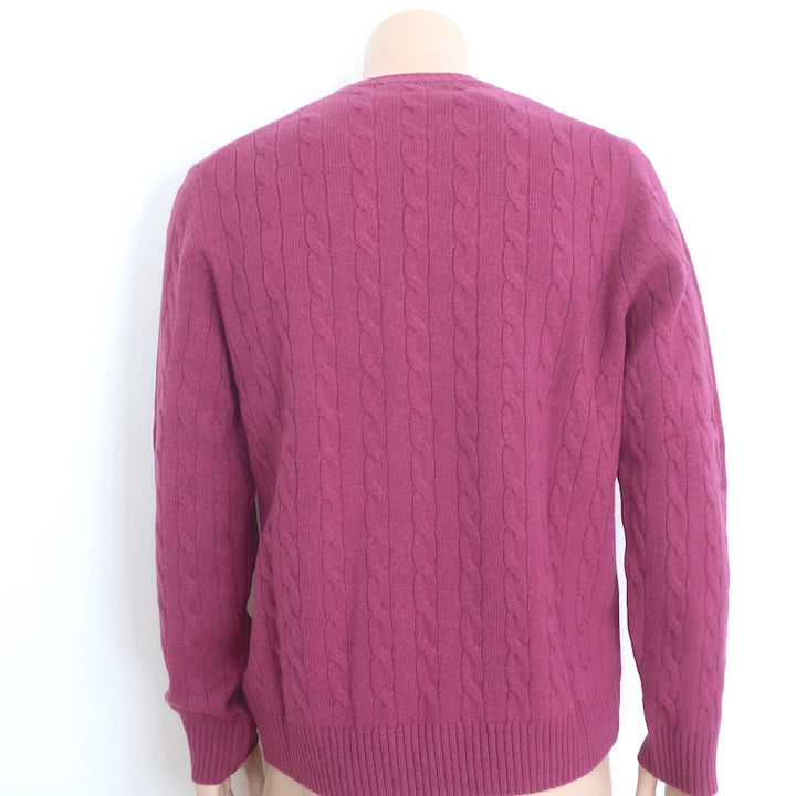 Brooks Brothers Cashmere Cable Knit Crewneck Sweater Cranberry Size Large NEW