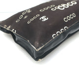 Chanel 2002 Coco Print Canvas Small Wristlet Clutch Black